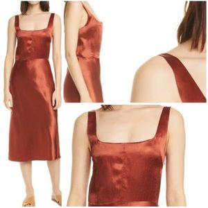 NWT Vince Satin midi Slipdress rust color orange brown SIZE 8